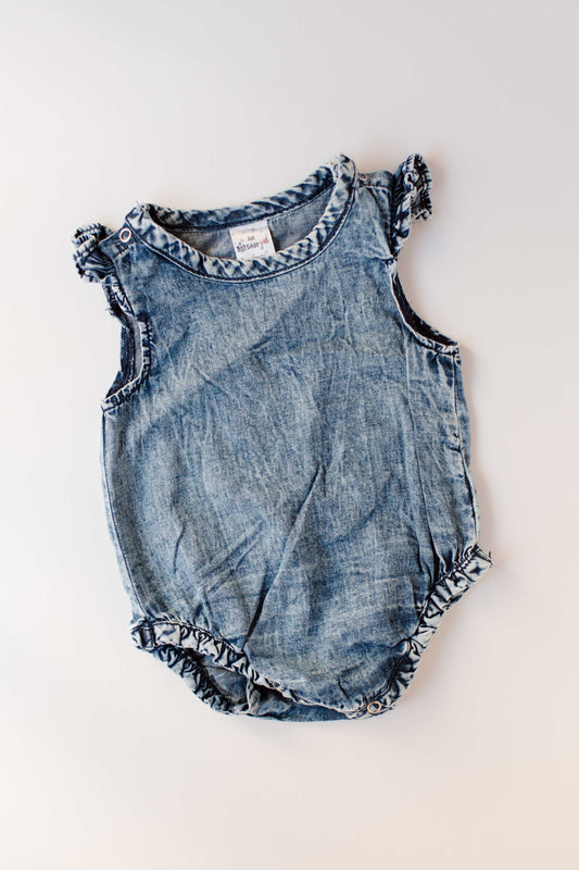 Light Blue Denim Baby Romper [3-6m]