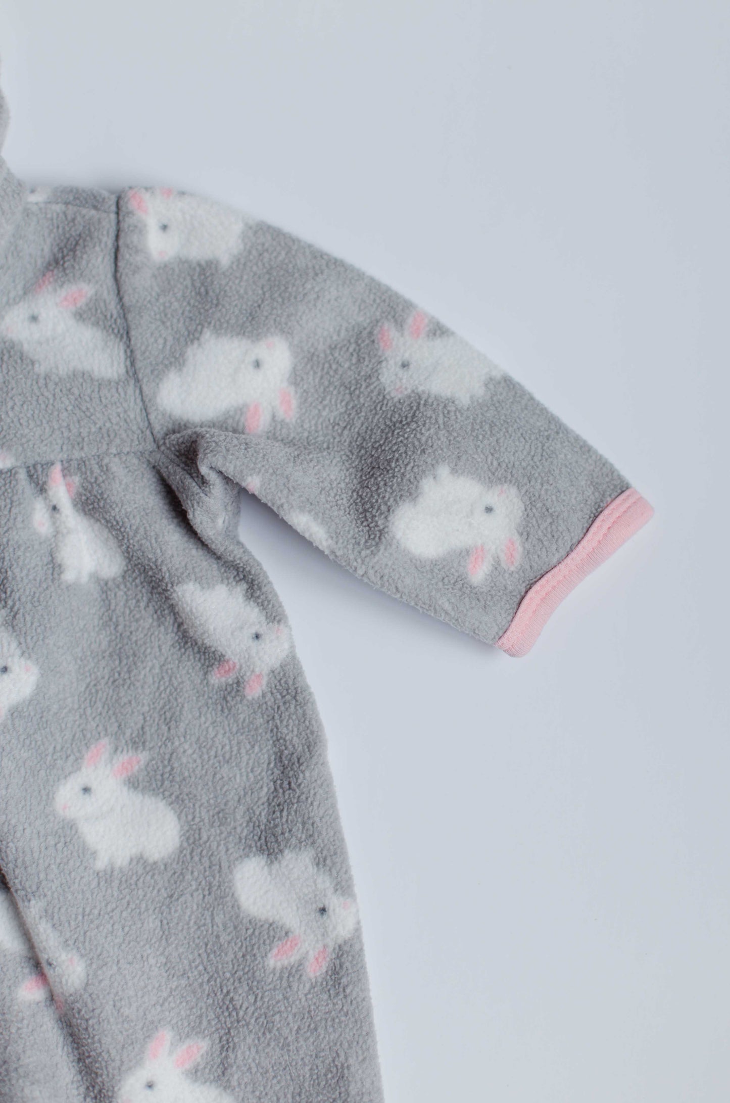 Grey Bunny Print Fleece Babygrow [0-3m]