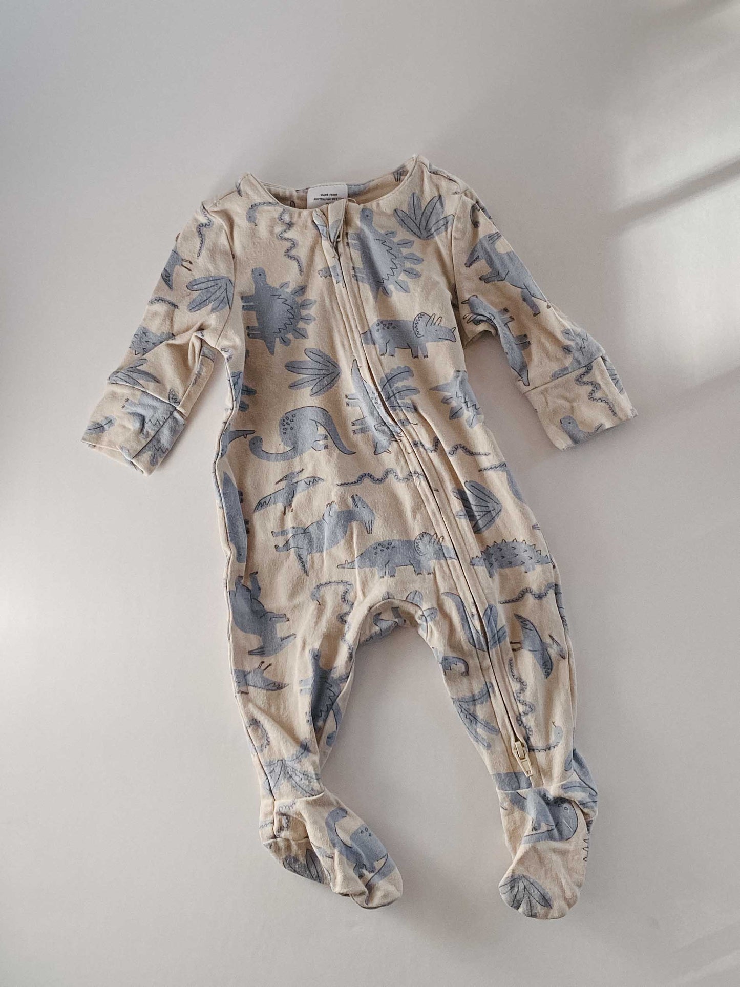Dinosaur Print Zip-Up Babygrow [Newborn]