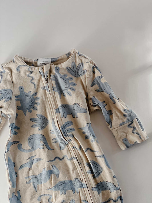 Dinosaur Print Zip-Up Babygrow [Newborn]