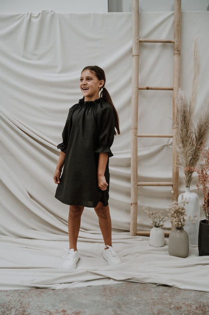 diesel&disco Ruffle Neck Dress (black & cream) [brand new]