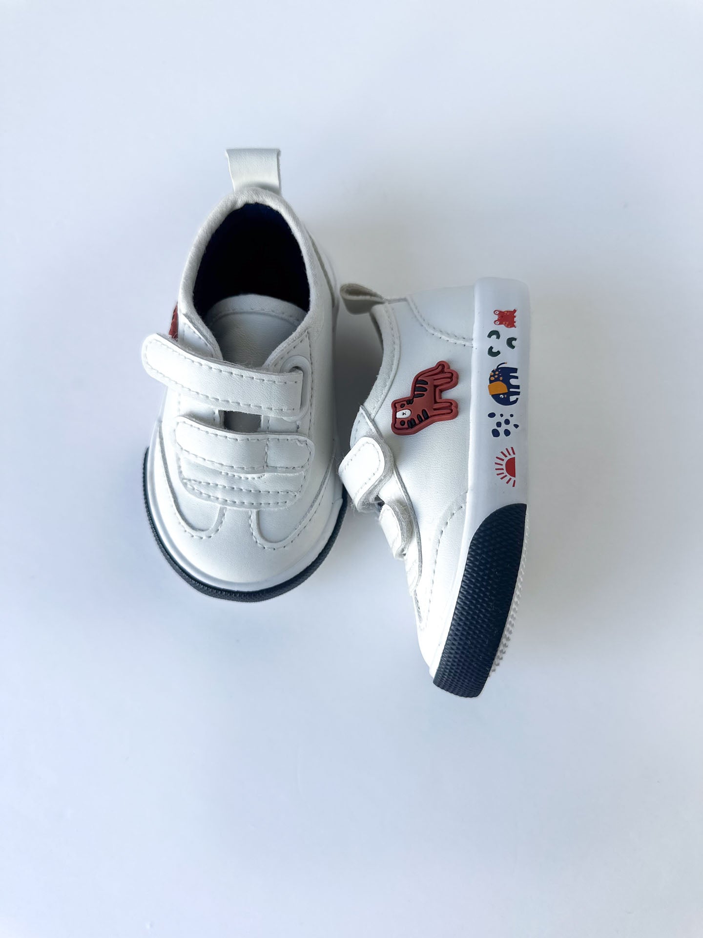 White Canvas Sneakers with Animal Appliqué [Size2]