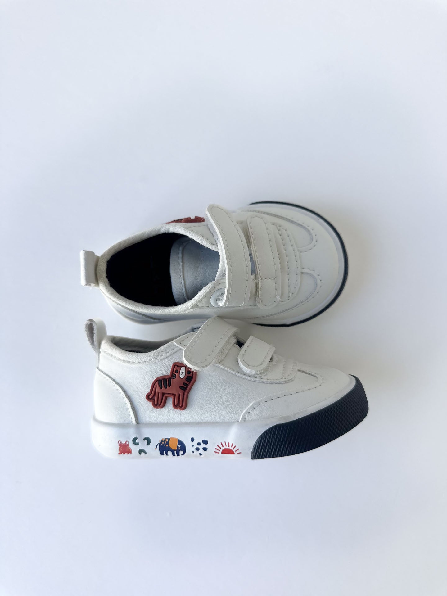 White Canvas Sneakers with Animal Appliqué [Size2]