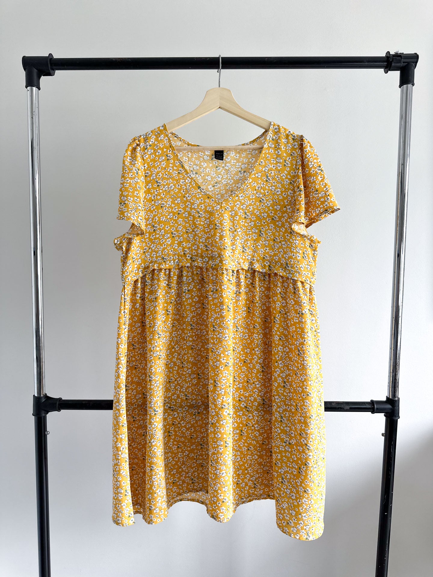 Yellow Floral Print Dress [Large]