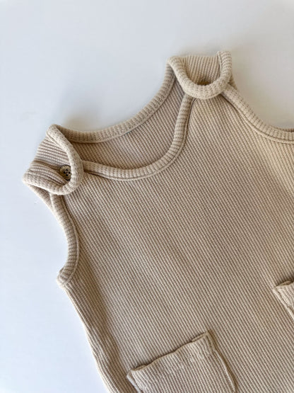 Oatmeal Waffle-Knit Romper [0-3m]