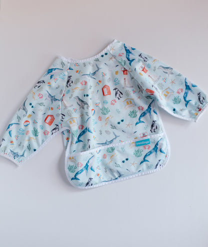 Long Sleeve Baby Bib with Ocean Animal Print [6-18m]