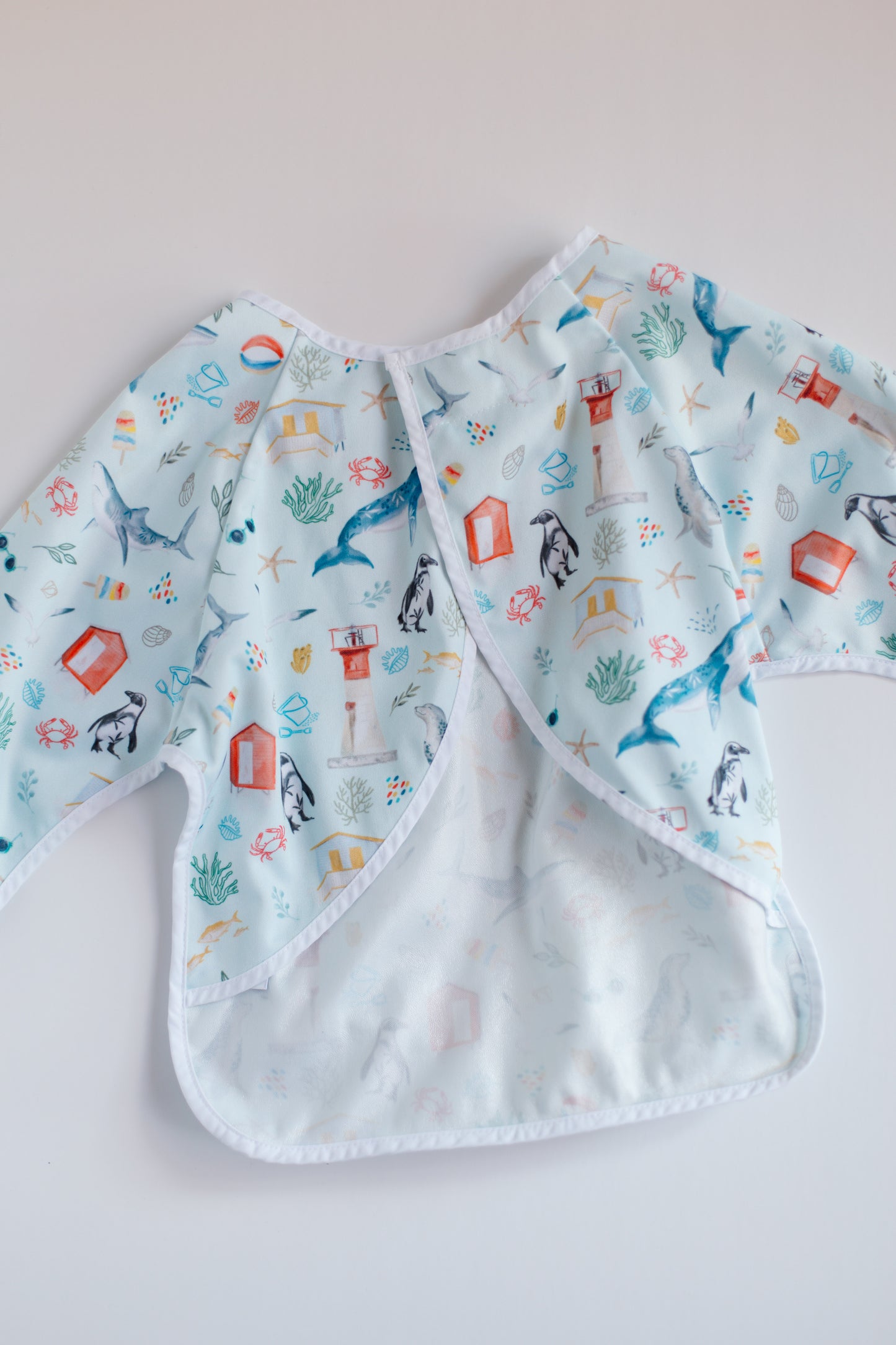 Long Sleeve Baby Bib with Ocean Animal Print [6-18m]