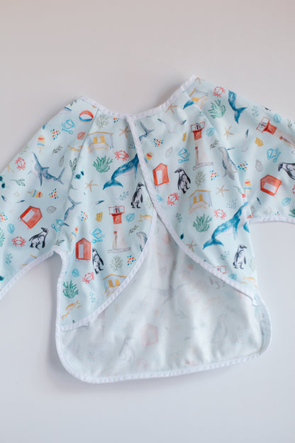 Long Sleeve Baby Bib with Ocean Animal Print [6-18m]
