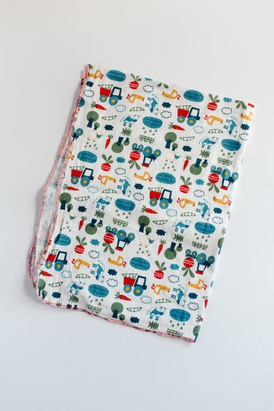 Soft Breathable Baby Receiving Blanket with Farm Theme [One Size]