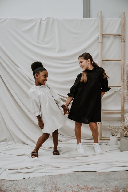 diesel&disco Ruffle Neck Dress (black & cream) [brand new]